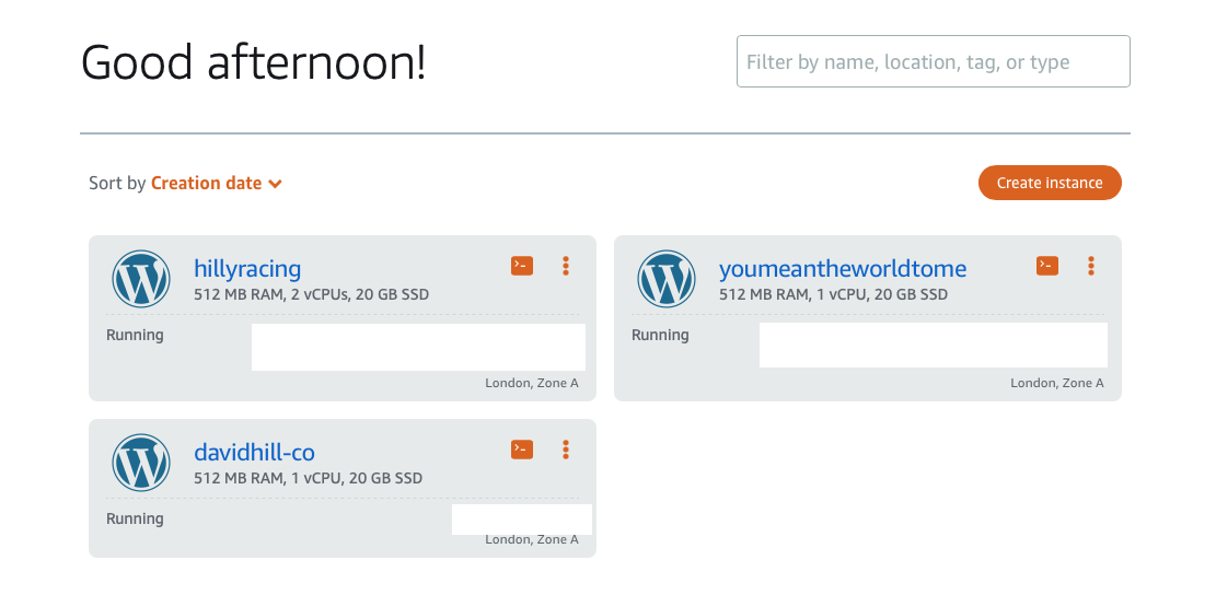 Wordpress instances in AWS